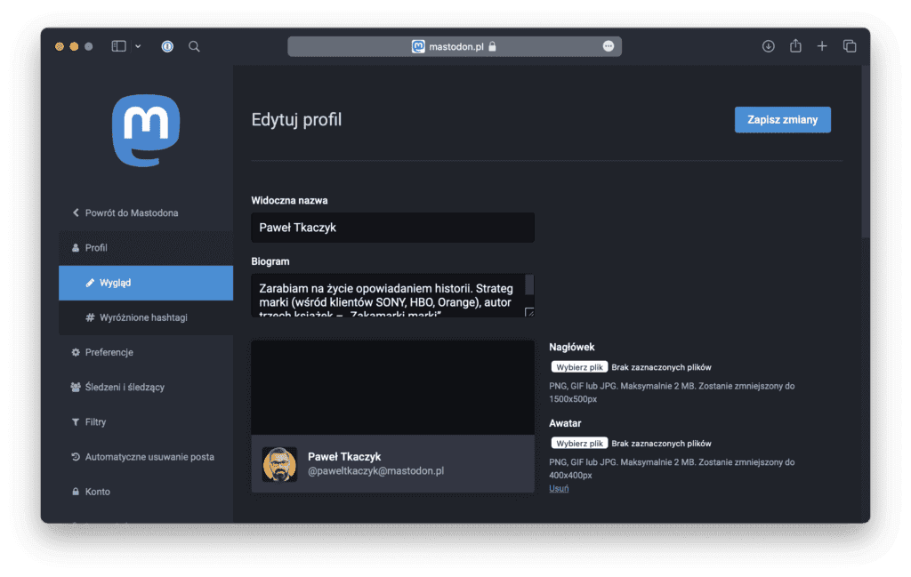 Zakładanie profilu na Mastodon Social